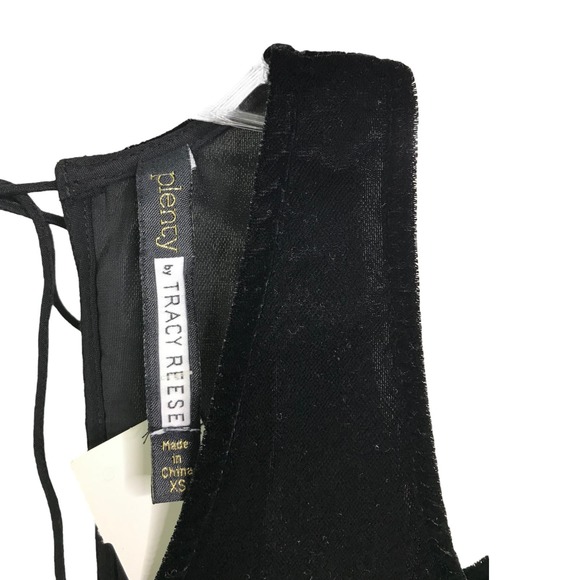 Plenty By Tracy Reese Women's Sexy Blouse Cold Shoulder Black Velvet‎ Sz XS NWT - Picture 2 of 12